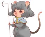  animal animalization capelet clothed_animal dowsing_rod grey_hair holding lowres mouse nazrin no_humans onikobe_rin short_hair simple_background solo touhou white_background 