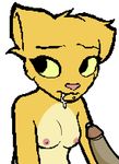  anthro breasts cat cum feline fellatio fur jakelord katia_managan kazerad khajiit mammal nipples nude oblivion prequel the_elder_scrolls video_games webcomic yellow_fur 