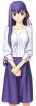  fate/stay_night fate_(series) hair_ribbon hands_together highres light_smile long_hair looking_at_viewer matou_sakura pink_ribbon purple_eyes purple_hair ribbon solo transparent_background 