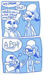  ... angry bone bored clothing comic dialogue duo english_text eye_patch eyewear fish humor joke male marine one_eye_closed ropnolc sans_(undertale) skeleton smile star text undertale undyne video_games 