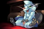  2015 absurd_res carrot_(artist) dewott female feral green_eyes hi_res nintendo open_mouth pillow pok&eacute;mon pussy pussy_juice solo spread_pussy spreading video_games 