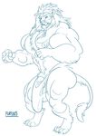  anthro bulge feline furious hyper lion male mammal muscular nipples solo 