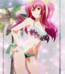  bikini highres pink_eyes pink_hair rakudai_kishi_no_cavalry screencap sparkle stella_vermillion swimsuit twintails 