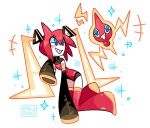  +++ alternate_color arm_tattoo artist_name blue_eyes blush boots colored_skin commentary crossover detached_sleeves english_commentary full_body fusion grin hair_between_eyes hatsune_miku lightning_bolt_symbol number_tattoo pokemon pokemon_(creature) red_boots red_hair rotom rotom_(normal) shiny_pokemon simple_background sleeves_past_fingers sleeves_past_wrists smile socky sparkle tattoo teeth twintails vocaloid white_background white_skin 