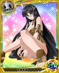  black_hair breasts brown_eyes card_(medium) character_name chess_piece cleavage glasses hair_ornament high_school_dxd large_breasts long_hair looking_at_viewer native_american official_art panties queen_(chess) shinra_tsubaki solo torn_clothes trading_card underwear very_long_hair white_panties 