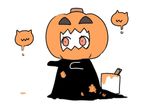  halloween_costume kantai_collection northern_ocean_hime paint pumpkin solo white_background yuzuki_gao 