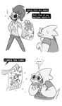  &lt;3 alphys clothing dialogue duo excited eye_patch eyewear female female/female happy monochrome paper smile undertale undyne unknown_artist video_games 