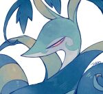  artist_name close-up commentary_request half-closed_eyes leaf looking_at_viewer mamebato no_humans pokemon pokemon_(creature) pokemon_focus red_eyes serperior simple_background white_background 