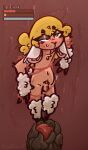 abdominal_bulge animal_genitalia anthro bad_end balls bean0tastic beanie_(bean0tastic) blonde_hair bodily_fluids bovid caprine cum cum_drip cum_inflation cum_inside dripping drooling egg eyelashes fingers fluffy game_over gameplay_mechanics genital_fluids genitals hair heart_birthmark hi_res hooved_fingers hooves horn inflation male mammal messy nest oviposition penis restrained saliva sheath sheep small_penis solo space_haven sweat
