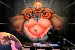 animatronic anthro belly belly_in_face big_belly big_butt blobby blush bottomwear butt canid canine clothing domestic_cat double_chin duo eyewear fat_rolls felid feline felis five_nights_at_freddy's fox foxy_(fnaf) glasses heart_symbol hi_res huge_belly huge_butt hyper hyper_belly hyper_butt lunging machine male male/male mammal morbidly_obese morbidly_obese_anthro morbidly_obese_male navel obese obese_anthro obese_male overweight overweight_anthro overweight_male pants robot scottgames the-g-artist2012 thick_thighs
