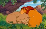 2026 butt countershade_torso countershading day digital_drawing_(artwork) digital_media_(artwork) duo eyes_closed feet felid female feral fur hi_res lion lying male mammal mane outside pantherine reallynxgirl smile tail toes