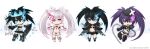  4girls armor armored_boots barcode barcode_tattoo belt belt_skirt bikini black_hair black_rock_shooter black_rock_shooter_(character) black_rock_shooter_(game) black_rock_shooter_beast black_shorts black_skirt blue_crown blue_eyes blue_fire boots chain crossed_belts crown fire flaming_eye floating_crown front-tie_top gauntlets glowing glowing_eye greaves insane_black_rock_shooter loose_belt mechanical_wings meoon multiple_girls no_shirt pink_fire purple_eyes purple_fire purple_hair shorts skirt stella_(black_rock_shooter) stitches swimsuit tattoo twintails uneven_twintails white_bikini white_hair white_rock_shooter white_shorts wings 