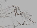 anthro davias00 digital_media_(artwork) duo feet foot_fetish foot_lick fur hi_res licking male monochrome simple_background sketch tongue vernid