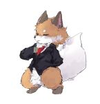 2024 accessory anthro arms_bent biped black_clothing black_jacket black_nose black_topwear bottomless bottomless_anthro bottomless_male brown_body brown_face brown_feet brown_fur brown_hands brown_head brown_legs brown_toes brown_tuft canid canine cheek_tuft chest_tuft clothed clothed_anthro clothed_male clothing collared_shirt countershade_face countershading crotch_tuft digital_media_(artwork) digitigrade dress_shirt ears_up eyebrows eyelashes eyes_closed facial_tuft feet fluffy fluffy_tail fox full-length_portrait fur hand_behind_back head_tuft hi_res inner_ear_fluff jacket kemono korean_description leg_tuft male male_anthro mammal meckmeck00124 multicolored_body multicolored_fur necktie open_mouth pink_inner_ear pink_inner_ear_fluff portrait red_necktie shirt shortstack shortstack_anthro shortstack_male simple_background snout solo standing tail tail_tuft three-quarter_view topwear tuft two_tone_body two_tone_face two_tone_fur white_background white_body white_chest white_clothing white_dress_shirt white_eyebrows white_face white_fur white_shirt white_snout white_tail white_topwear white_tuft