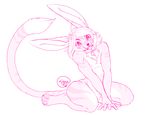  2015 berry_(wagen) blush cabbit cat collar digital_media_(artwork) feline girly hybrid lagomorph ligax male mammal nude rabbit simple_background sitting sketch solo tongue tongue_out white_background 