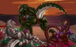 absurd_res acrocanthosaurus aggi_paluxy alcohol allosaurid allosauroid anthro ball beach beach_ball beach_towel beverage carcharodontosaurid dinosaur female grace_tanitha group hi_res inflatable lokidragon87 marci_nopfleur masiakasaurus music_player noasaurid prehistoric_species reptile saurischian saurophaganax scalie sunset theropod tight_swimwear towel trio