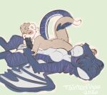 anthro anthro_on_anthro anthro_penetrated anthro_penetrating anthro_penetrating_anthro balls blush claws colored_sketch domestic_ferret dragon duo erection eyes_closed fellatio flat_colors genitals hair hi_res holding_another's_penis holding_penis interspecies lying male male/male male_anthro male_penetrated male_penetrating male_penetrating_male mammal medial_ring membrane_(anatomy) membranous_wings mustelid musteline mythological_creature mythological_scalie mythology nude_anthro nude_male on_back oral oral_penetration penetration penile penis penis_in_mouth scalie sex short_hair simple_background size_difference sketch smaller_penetrated snout striped_body stripes tail tail_coil taintedstar true_musteline weasel wings