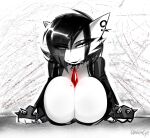 2025 ak_platform alternative_fashion anthro big_breasts black_clothing black_eyes black_hair black_lipstick breasts chest_spike cleavage closed_smile clothed clothed_female clothing collar ear_piercing emo eye_through_hair eyebrows eyelashes eyelashes_through_hair eyeshadow facial_spikes female fingerless_gloves fingers gardevoir gauged_ear generation_3_pokemon gloves hair hair_over_eyes handwear hi_res huge_breasts lipstick long_eyelashes madragon makeup markings mascara mole_(marking) mole_on_breast mouth_closed nintendo noir occult_symbol pentacle pentacle_pendant piercing pokemon pokemon_(species) ring_piercing signature simple_background smile solo spiked_collar spiked_gloves spikes spikes_(anatomy) symbol topwear translucent translucent_hair white_body white_breasts white_sclera zipper