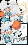 2026 absurd_res anthro ball basketball_(ball) blue_eyes blush bottomwear bovid breasts caprine clothing crop_top dai_honeys emanata eye_through_hair eyelashes female fingerless_(marking) hair hi_res horn idw_publishing lanolin_the_sheep_(sonic) mammal midriff navel open_mouth sega sheep shirt shorts solo sonic_the_hedgehog_(comics) sonic_the_hedgehog_(idw) sonic_the_hedgehog_(series) topwear translucent translucent_hair white_body