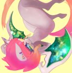 2021 action_pose bat_pony breasts cosmic_wings curvy_figure digitigrade ear_piercing equid featureless_breasts fur hair hasbro hooves looking_at_viewer mammal membrane_(anatomy) membranous_wings mighty-whydah my_little_pony navel nude piercing pink_hair pink_tail pose sharp_teeth short_hair simple_background smile tail teeth voluptuous white_body white_fur wings