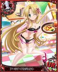  asia_argento bishop_(chess) black_bra black_panties blonde_hair bra breasts card_(medium) character_name chess_piece detached_sleeves food green_eyes high_school_dxd large_breasts long_hair looking_at_viewer maid_headdress navel official_art omurice one_eye_closed panties pink_legwear smile solo thighhighs torn_clothes trading_card tray underboob underwear underwear_only 