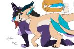 anthro anthro_on_feral bestiality blue_penis bodily_fluids canid canine clenched_teeth cum cum_inside doggystyle dragon duo female fennec_fox feral fin fox from_behind_position genital_fluids genitals hi_res horn hybrid impregnation internal intersex intersex_feral knot knotted_penis mammal mythological_creature mythological_scalie mythology niki_(niki_the_vixen) niki_the_vixen nipples novabeast orange_insides penis piercing scalie sex tail tail_fin teeth true_fox