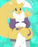  breasts digimon female fluffy_tail nude renamon rheumatism solo 