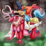 2026 4_toes 5_fingers absurd_res adelina_the_love_dragon all_fours anthro balls bestiality bite blue_body blue_eyes blue_fur blue_horn blue_nipples blush bodily_fluids butt chest_tuft claws cum cum_on_butt duo ear_bite equid equine feathered_wings feathers feet female female_anthro feral fingers fluffy_ears fur generation_5_pokemon genital_fluids genitals grass hair heartlessangel3d hi_res hooves horn keldeo larger_anthro legendary_pokemon male male_feral mammal nintendo nipples open_mouth outside pink_body pink_scales plant pokemon pokemon_(species) raised_tail red_body red_hair red_scales scales sex size_difference smaller_male spiral spiral_eyes tail toe_claws toes tremble_lines tuft white_body white_feathers wings yellow_body