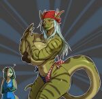 1:1 abs absurd_res anthro areola aroused big_areola big_breasts big_nipples blue_hair breasts clothed clothing cybernetics cyborg diana_digma digital_media_(artwork) dragon duo facial_horn female genitals green_body green_scales green_skin hair hi_res horn huge_breasts huge_nipples hybrid intersex joyce_(totesfleisch8) lizard looking_at_viewer machine meme muscular muscular_anthro muscular_female mythological_creature mythological_scalie mythology navel nipples non-mammal_breasts non-mammal_navel non-mammal_nipples orange_eyes plump_labia reptile scales scalie smile solo sportive tail thick_thighs tongue tongue_out totesfleisch8 vulva wide_hips