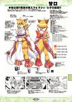  amakuchi anthro big_breasts breasts canine caracter_sheet clothed clothing female fingerless_gloves fox foxy-rena gloves japanese_text kemono mammal model_sheet solo text thick_thighs translation_request 