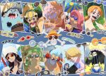  3girls 6+boys afro black_hair blue_hair blue_shirt bottle brook_(one_piece) cigarette commentary cup earrings facial_hair franky_(one_piece) gear_fifth goatee goggles grid_teeth hagoromo hair_over_one_eye hat headphones holding holding_bottle holding_cup jewelry jinbe_(one_piece) monkey_d._luffy multiple_boys multiple_girls nami_(one_piece) nefertari_vivi nico_robin one_piece orange_hair pink_hat pompadour roronoa_zoro sanji_(one_piece) scar scar_on_chest scar_on_face sergiromero sharp_teeth shawl shirt smile straw_hat_pirates sunglasses teeth tony_tony_chopper usopp 