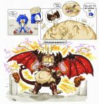 2026 after_vore anthro belly big_belly blue_body clothing comic cream_the_rabbit english_text eulipotyphlan female gloves group handwear hedgehog hi_res horn huge_belly hyper hyper_belly kaiju killboo lagomorph leporid male mammal overweight rabbit sega sonic_the_hedgehog sonic_the_hedgehog_(series) speech_bubble text trio vore wings