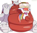 2018 3_toes 4_fingers anthro belly big_navel big_tail birthday birthday_cake birthday_card birthday_gift blue_ears blue_tail cake canid celebrating celebration celebrations claws colored_nails crossover dessert dragon duo english_description european_mythology fan_character feet fingers food fruit fur furret generation_2_pokemon green_tail grey_body grey_feet grey_hands grey_head grey_nose grey_skin grey_tail grey_wings hair happy happy_birthday hi_res hisashino humanoid jewelry larger_male long_tail male mammal markings marks_on_body multicolored_body mythological_creature mythological_scalie mythology nails navel navel_fetish navel_focus navel_play navel_poke necklace nintendo obese obese_anthro obese_humanoid obese_male open_mouth original_design outie outie_navel outie_navel_poke overweight overweight_anthro overweight_humanoid overweight_male palms palms_up plant pokemon pokemon_(species) red_belly red_body red_ears red_mouth red_navel red_scales red_skin red_tail red_wings sammy_(oc) scales scalie size_difference small_body strawberry strawberry_cake striped_belly striped_body stripes surprised tail the-fat-red-dragon_(oc) toes tongue unknown_species western_dragon white_belly white_body white_claws white_eyes white_fur white_hair white_nails wings yellow_tail