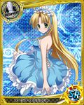  asia_argento bishop_(chess) blonde_hair blue_dress card_(medium) character_name chess_piece dress green_eyes high_school_dxd long_hair looking_at_viewer maid_headdress official_art sleeveless sleeveless_dress solo trading_card 