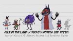 2_horns ambiguous_gender anthro arachnid arthropod bovid caprine crown cult_of_the_lamb domestic_cat english_text felid feline felis group headgear helob_(cult_of_the_lamb) horn lamb_(cult_of_the_lamb) male mammal massive_monster_(studio) model_sheet murid murine narinder nickelodeon rat red_crown_(cult_of_the_lamb) rocko's_modern_life rockosedits rodent sheep spider style_emulation text the_one_who_waits