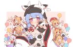  >_< 6+girls ^_^ ahoge andira_(granblue_fantasy) anila_(granblue_fantasy) animal_ears animal_print balloon blonde_hair blue_hair blush breasts catura_(granblue_fantasy) cleavage closed_eyes commentary_request cow cow_ears cow_girl cow_hat cow_hood cow_horns cow_print curled_horns dark-skinned_female dark_skin detached_sleeves dog_ears draph ear_piercing erune flower granblue_fantasy harvin highres horn_flower horn_ornament horn_ribbon horns joy_(granblue_fantasy) k0bo43 kumbhira_(granblue_fantasy) long_hair mahira_(granblue_fantasy) monkey_ears monkey_girl mouse_ears multiple_girls party_popper piercing pointy_ears purple_eyes red_eyes ribbon sheep_horns short_eyebrows simple_background thick_eyebrows vajra_(granblue_fantasy) very_long_hair vikala_(granblue_fantasy) white_background white_hair 