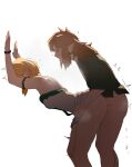  1boy 1girl absurdres against_wall arms_up bare_back bent_over blonde_hair braid breasts closed_eyes clothed_sex clothes_lift commentary crown_braid dress dress_lift english_commentary green_shirt heavy_breathing hetero highres link motion_lines open_mouth pointy_ears pomelomelon princess_zelda pussy_juice sex sex_from_behind shirt short_hair simple_background small_breasts standing standing_sex the_legend_of_zelda the_legend_of_zelda:_tears_of_the_kingdom thighs vaginal white_background white_dress 