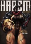  1girl 2026 absurdres armor black_background black_leotard blonde_hair bodypaint braid breasts cammy_white character_name closed_eyes closed_mouth commentary covered_abs covered_navel covered_nipples disembodied_head dullahan english_commentary eyelashes eyeshadow gauntlets highleg highleg_leotard highres holding holding_detached_head large_breasts leotard lips long_hair low-braided_long_hair low-tied_long_hair makeup monori_rogue muscular muscular_female pauldrons pelvic_curtain red_scarf rerebrace scar scar_on_face scarf severed_head shoulder_armor simple_background smoke solo street_fighter thighs toned toned_female vambraces 