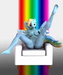  2015 3d anthro anthrofied areola breasts cgi chair digital_media_(artwork) equine erect_nipples female forsakenspitfire friendship_is_magic hair horse looking_at_viewer mammal multicolored_hair my_little_pony navel nipples nude open_mouth pegasus pony pussy rainbow_dash_(mlp) rainbow_hair solo spread_legs spreading wings 