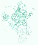  2010 anthro armor avian barefoot beak belt claws clothed clothing english_text feathers female fur garion gryphon leaf legendz looking_at_viewer monochrome simple_background sketch spots text tigerlilylucky toe_claws traditional_media_(artwork) tuft white_background wings 