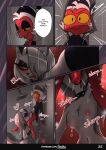 absurd_res anthro anthro_penetrated biped blush bodily_fluids breasts canid canid_demon canine clothing comic demon duo english_text erection fellatio female female_penetrated fur genitals hair hellaverse hellhound helluva_boss hi_res humanoid humanoid_on_anthro humanoid_penetrating humanoid_penetrating_anthro jizoku loona_(helluva_boss) male male/female male_penetrating male_penetrating_female mammal moxxie_(helluva_boss) mythological_canine mythological_creature mythology nipples open_mouth oral oral_penetration penetration penile penile_penetration penis red_body red_sclera red_skin sex shower spade_tail sweat tail text tongue topwear url white_eyes yellow_sclera