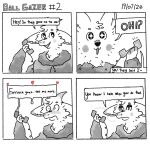 4_panel_comic ambiguous_gender anthro big_ears blush bovid bovine canid canine cattle cheek_tuft chest_tuft clothed clothing comic dialogue digital_drawing_(artwork) digital_media_(artwork) dragon duo electronics embarrassed excited facial_tuft fluffy fuzzy heart_symbol hi_res horn hybrid male mammal moan mythological_creature mythological_scalie mythology narrowed_eyes neck_tuft paws peeper_(totalstinker) phone phone_call phone_sex retro scalie slink_(totalstinker) sparkles sparkling_eyes speech_bubble title totalstinker tuft