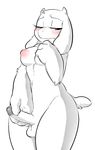  2015 anthro balls blush caprine dickgirl erection fur glo-in-the-dark goat hi_res horn intersex long_ears mammal masturbation monster nude penis solo toriel undertale video_games white_fur 