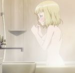 bathroom blonde_hair convenient_censoring from_side green_eyes highres nude saionji_usagi screencap short_hair solo taimadou_gakuen_35_shiken_shoutai 
