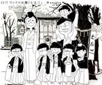  6+boys brothers carrying closed_eyes family father_and_son glasses greyscale heart heart_in_mouth holding_hands japanese_clothes jitome matsuno_choromatsu matsuno_ichimatsu matsuno_juushimatsu matsuno_karamatsu matsuno_matsuyo matsuno_matsuzou matsuno_osomatsu matsuno_todomatsu messy_hair monochrome mother_and_son multiple_boys one_eye_closed osomatsu-kun osomatsu-san sextuplets shoulder_carry siblings smile sparkle twitter_username v wide_sleeves younger 