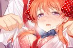  bad_id bad_twitter_id blush bow bra gekkan_shoujo_nozaki-kun mery_(apfl0515) open_clothes open_shirt orange_hair polka_dot polka_dot_bow purple_eyes rouman_academy_uniform sakura_chiyo saliva school_uniform shirt solo_focus underwear 