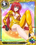  ahoge blue_eyes breasts card_(medium) character_name chess_piece gloves high_school_dxd king_(chess) large_breasts long_hair official_art red_hair rias_gremory solo trading_card 