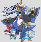  blue_eyes closed_mouth commentary_request cooking_pot cup empoleon grey_background holding holding_cooking_pot holding_cup holding_ladle kantarou_(8kan) ladle no_humans nostrils octillery piplup pokemon pokemon_(creature) prinplup remoraid 