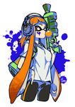  bike_shorts bubble_blowing chewing_gum domino_mask headphones hong_(white_spider) ink_tank_(splatoon) inkling long_hair mask pointy_ears solo splatoon_(series) splatoon_1 splattershot_(splatoon) super_soaker tentacle_hair 