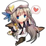  aiguillette blue_eyes chibi hat heart jiang-ge lexington_(zhan_jian_shao_nyu) long_hair lowres mecha_musume military military_uniform pantyhose peaked_cap personification silver_hair skirt smile solo spoken_heart uniform zhan_jian_shao_nyu 